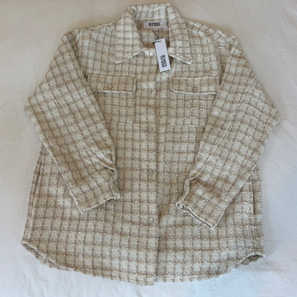 BB Dakota Cream Plaid Jacket